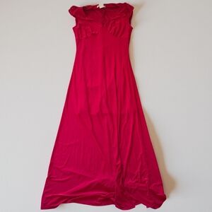 Elegant Red Evening Gown Full Length 1/4 Slit Caution To The Wind Size S